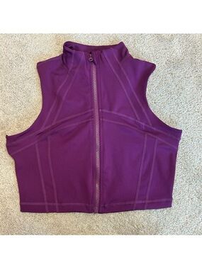 Fashion Nova purple cropped full zipper front mock neck sleeveless workout top M